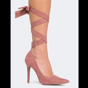 Point Toe Ballet Wrap Pump in Dusty Mauve